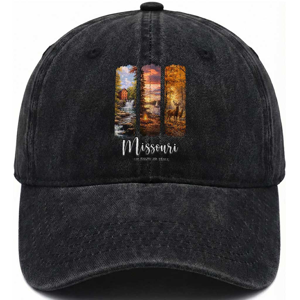 Missouri The Show Me State Washed Cotton Baseball Cap Midwest Pride