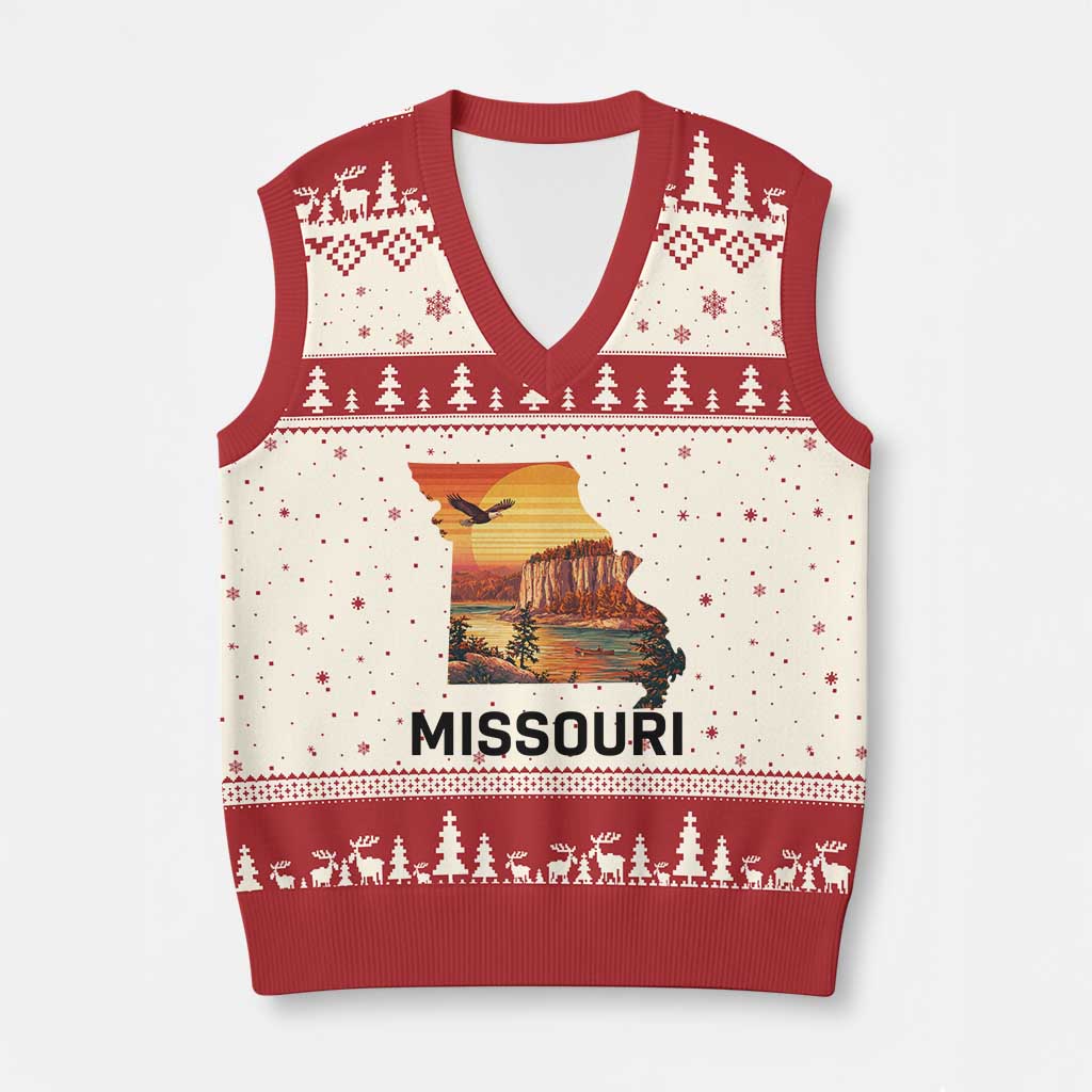 Missouri State Map Nature Travel V-Neck Knit Sweater Vest The Show Me State Pride