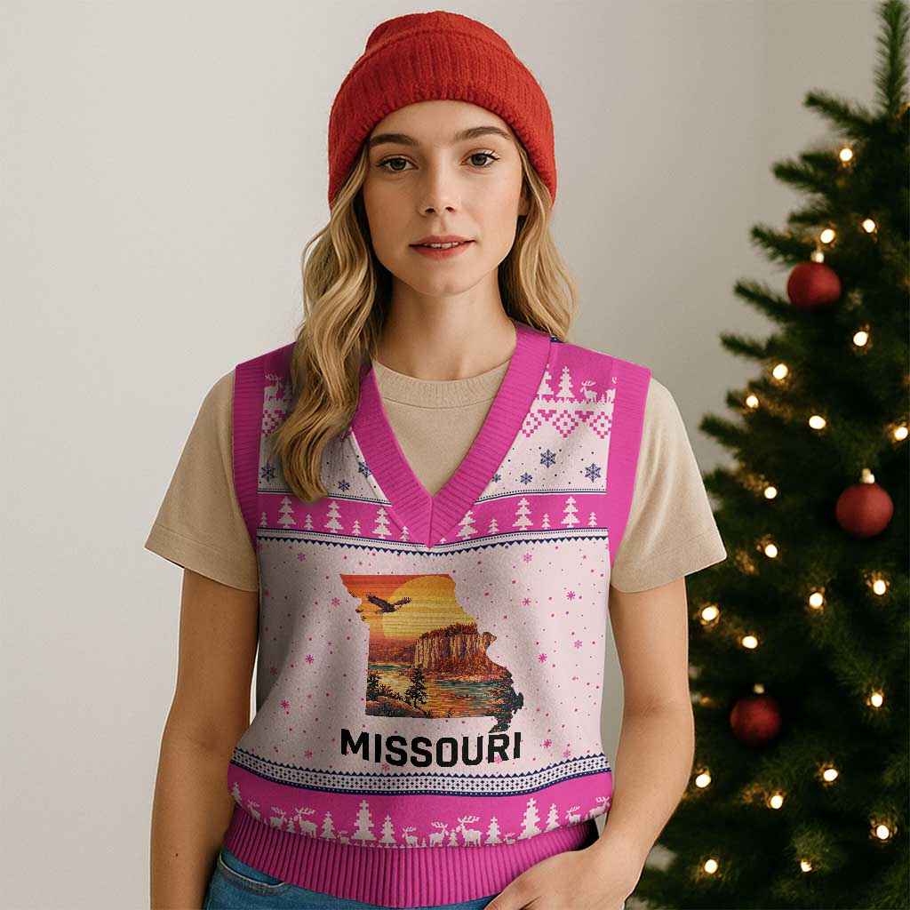 Missouri State Map Nature Travel V-Neck Knit Sweater Vest The Show Me State Pride