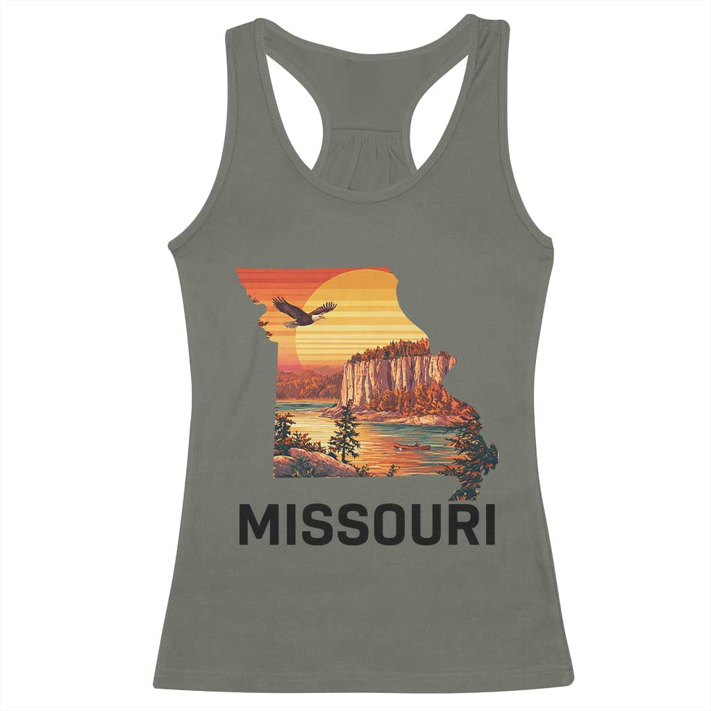 Missouri State Map Nature Travel Racerback Tank Top The Show Me State Pride