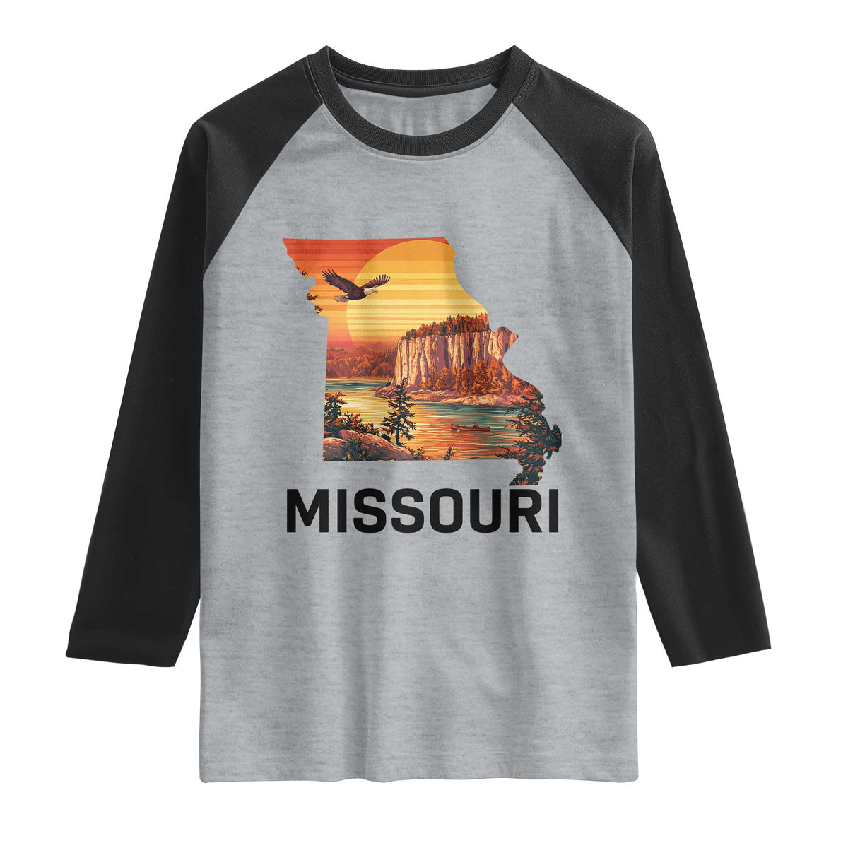 Missouri State Map Nature Travel Raglan Shirt The Show Me State Pride