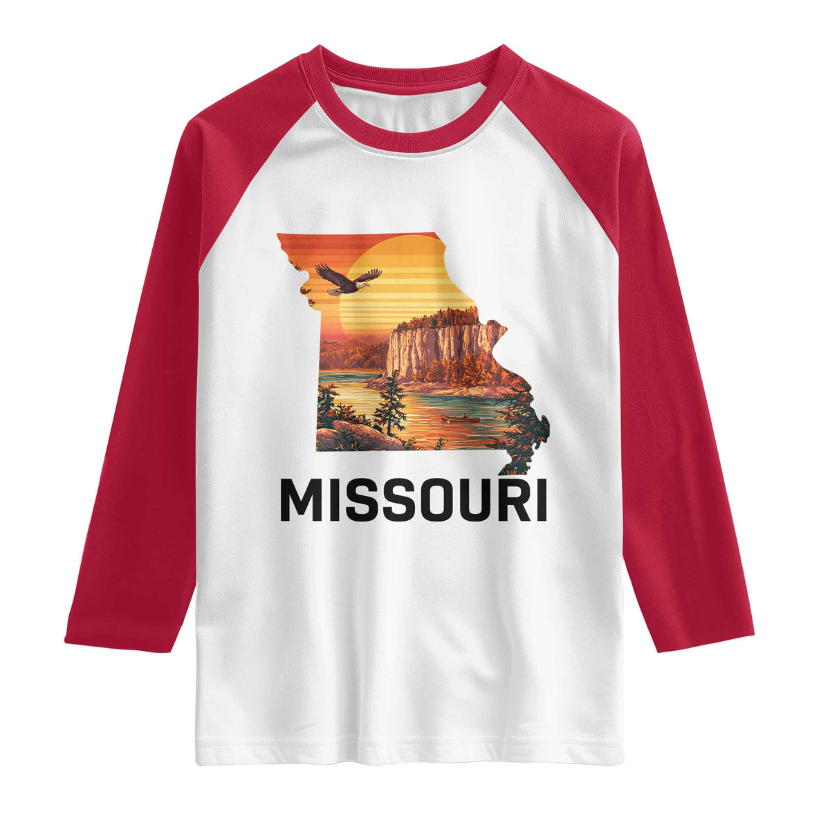 Missouri State Map Nature Travel Raglan Shirt The Show Me State Pride