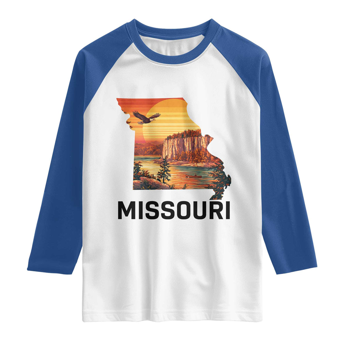 Missouri State Map Nature Travel Raglan Shirt The Show Me State Pride