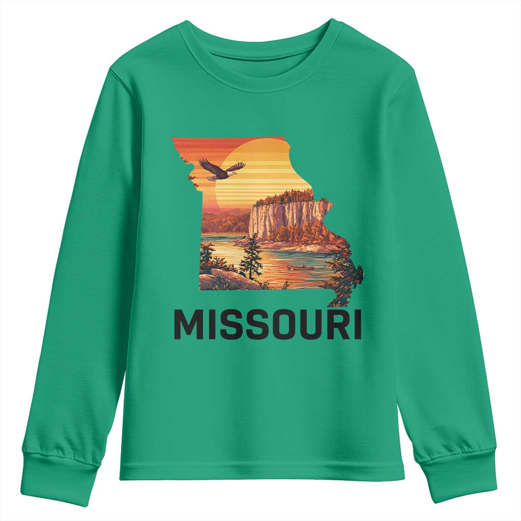 Missouri State Map Nature Travel Youth Sweatshirt The Show Me State Pride