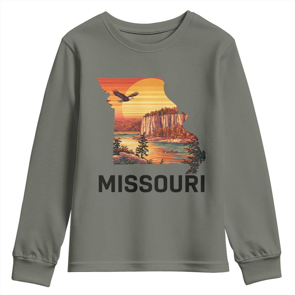 Missouri State Map Nature Travel Youth Sweatshirt The Show Me State Pride