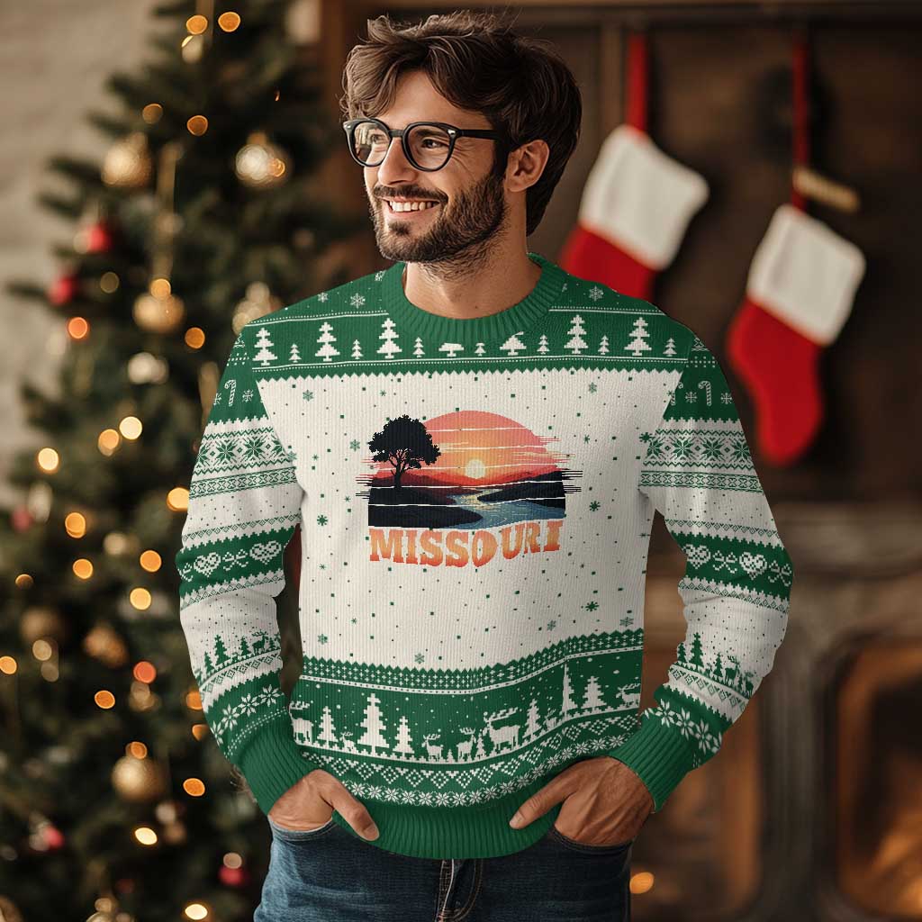 Vintage Missouri Outdoors Ugly Christmas Sweater Midwest Nature Landscape