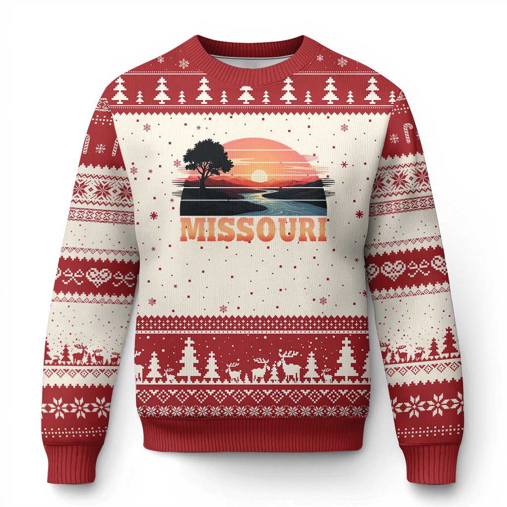 Vintage Missouri Outdoors Ugly Christmas Sweater Midwest Nature Landscape