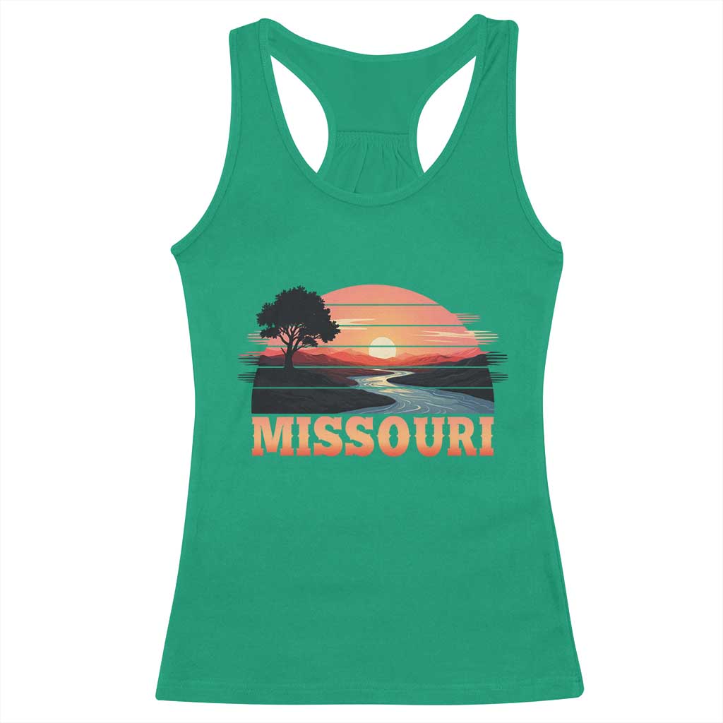 Vintage Missouri Outdoors Racerback Tank Top Midwest Nature Landscape