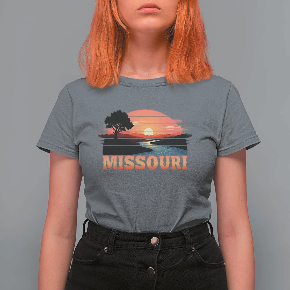 Vintage Missouri Outdoors T Shirt For Women Midwest Nature Landscape