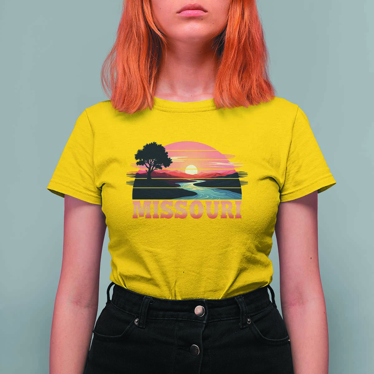 Vintage Missouri Outdoors T Shirt For Women Midwest Nature Landscape