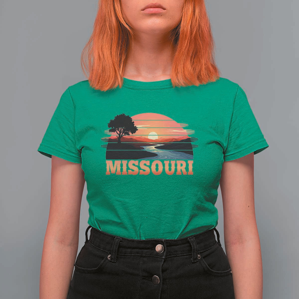 Vintage Missouri Outdoors T Shirt For Women Midwest Nature Landscape