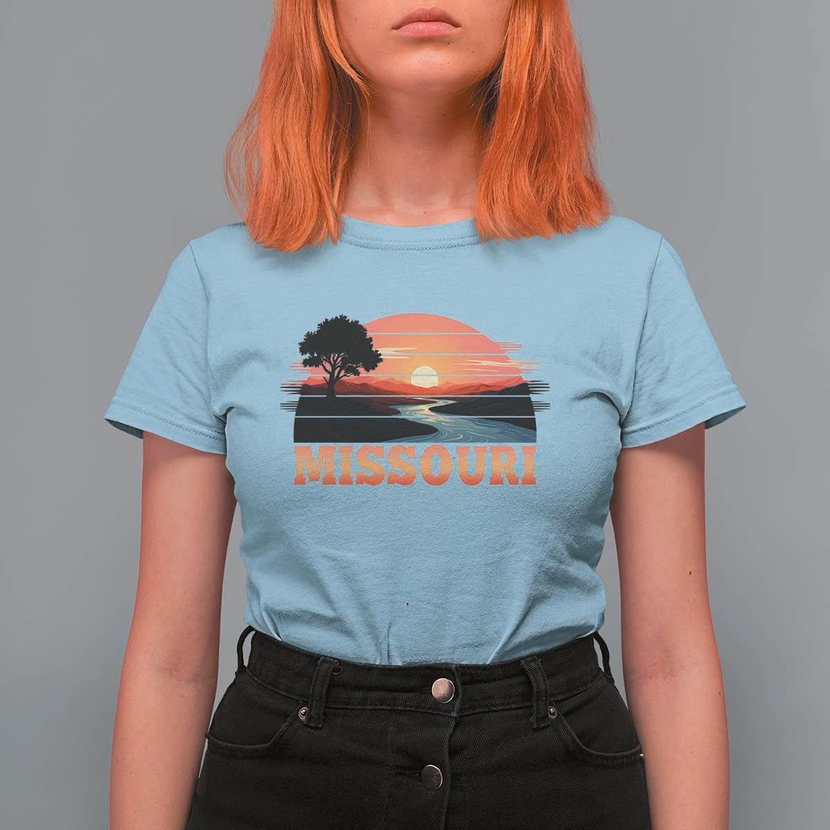 Vintage Missouri Outdoors T Shirt For Women Midwest Nature Landscape