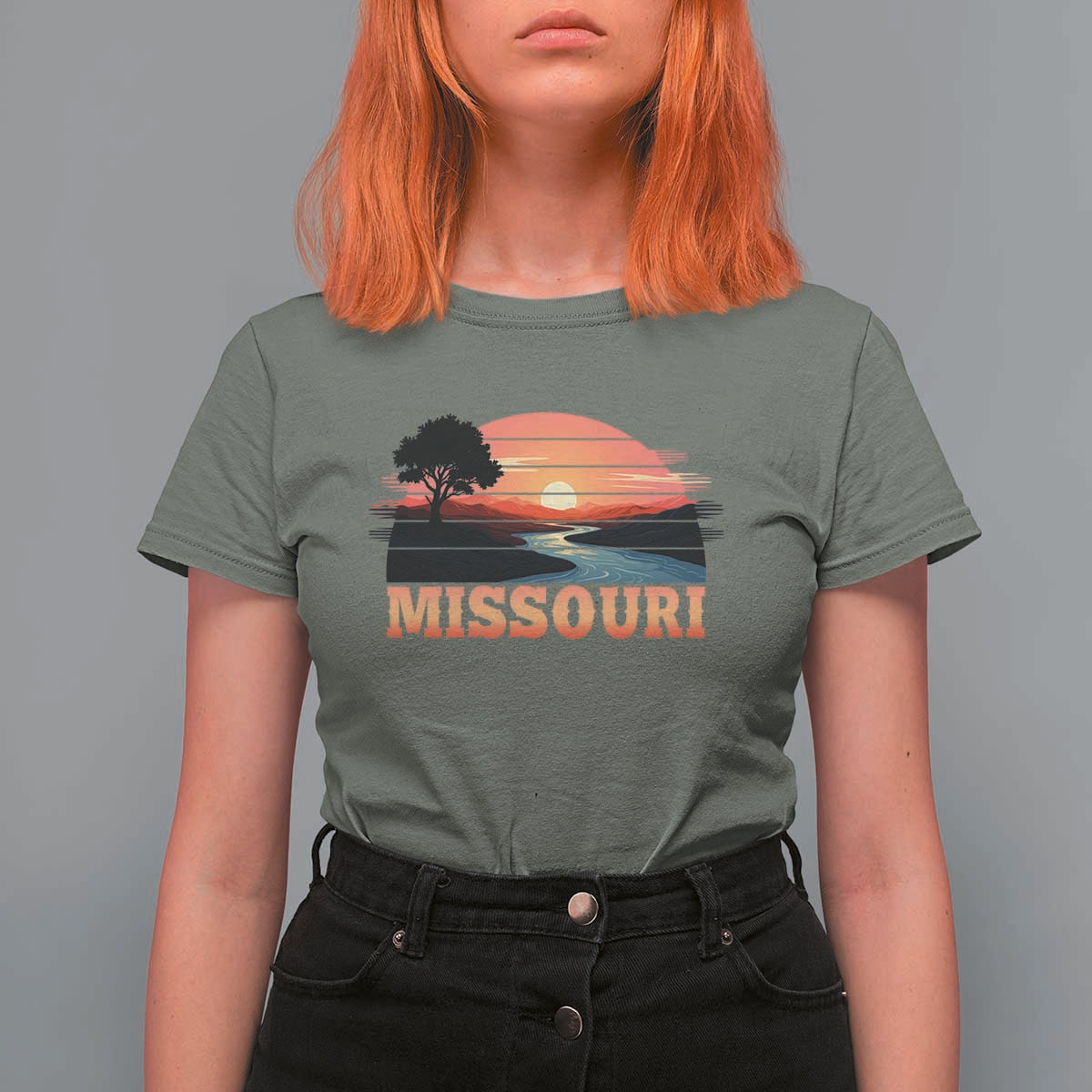 Vintage Missouri Outdoors T Shirt For Women Midwest Nature Landscape