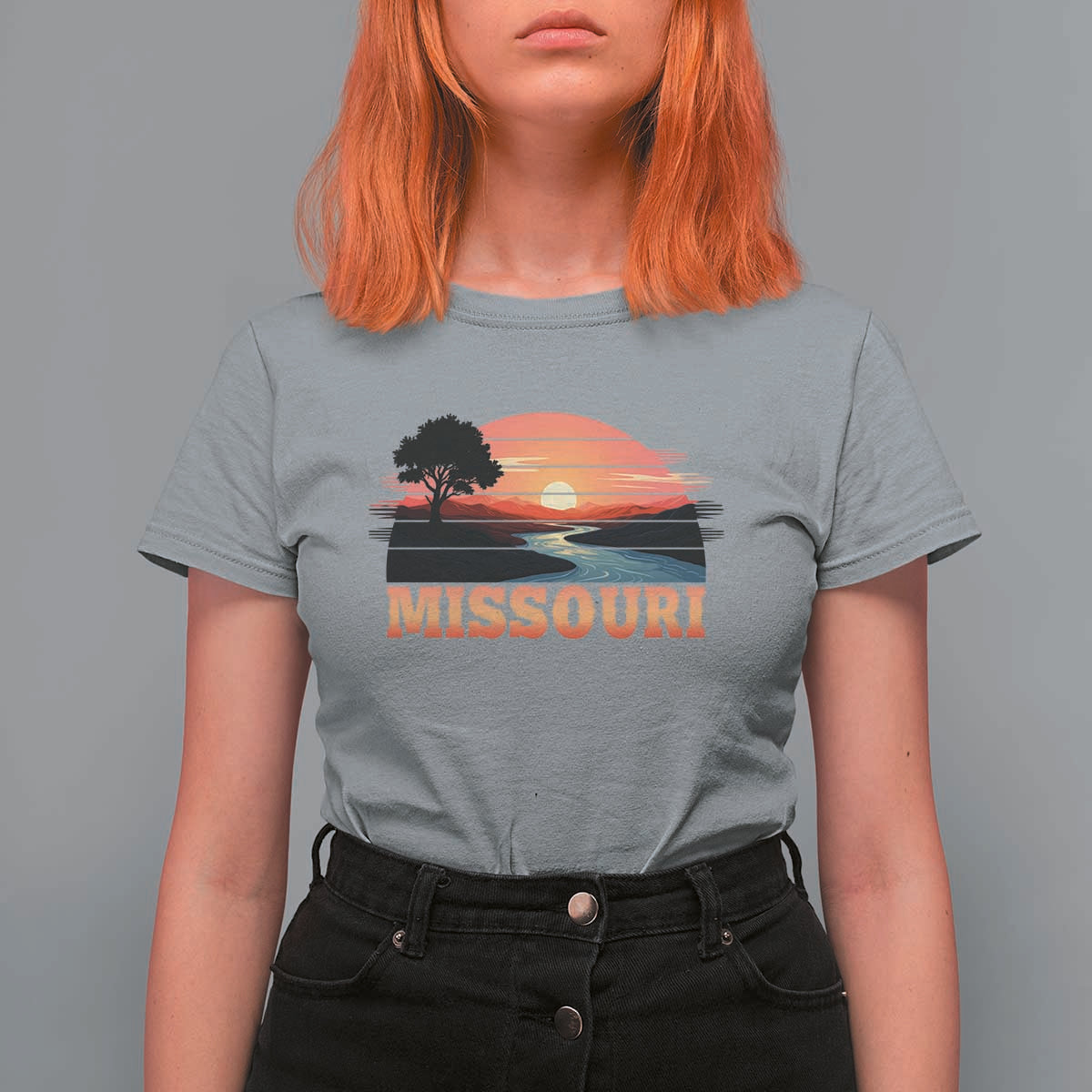 Vintage Missouri Outdoors T Shirt For Women Midwest Nature Landscape