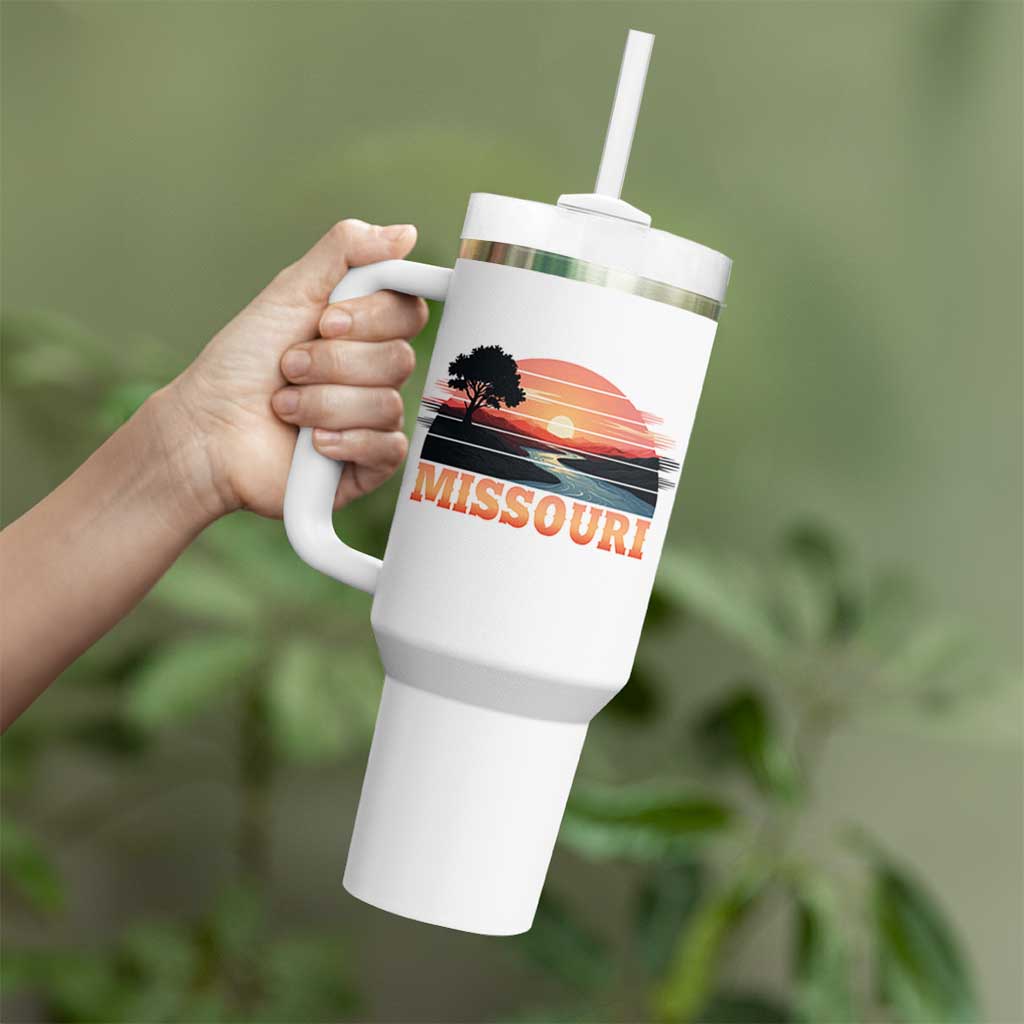 Vintage Missouri Outdoors Tumbler With Handle Midwest Nature Landscape