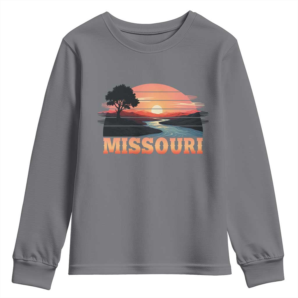Vintage Missouri Outdoors Youth Sweatshirt Midwest Nature Landscape