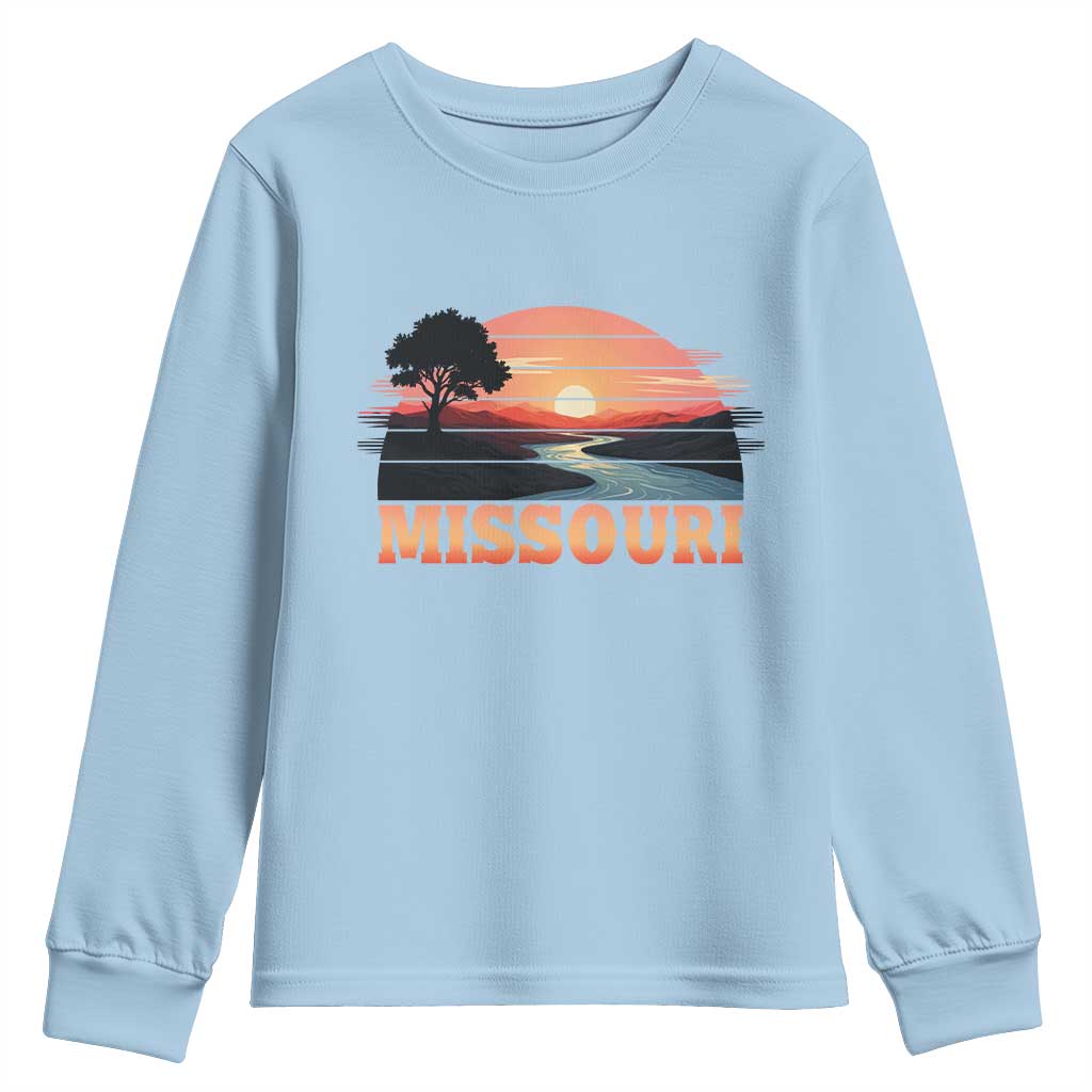 Vintage Missouri Outdoors Youth Sweatshirt Midwest Nature Landscape