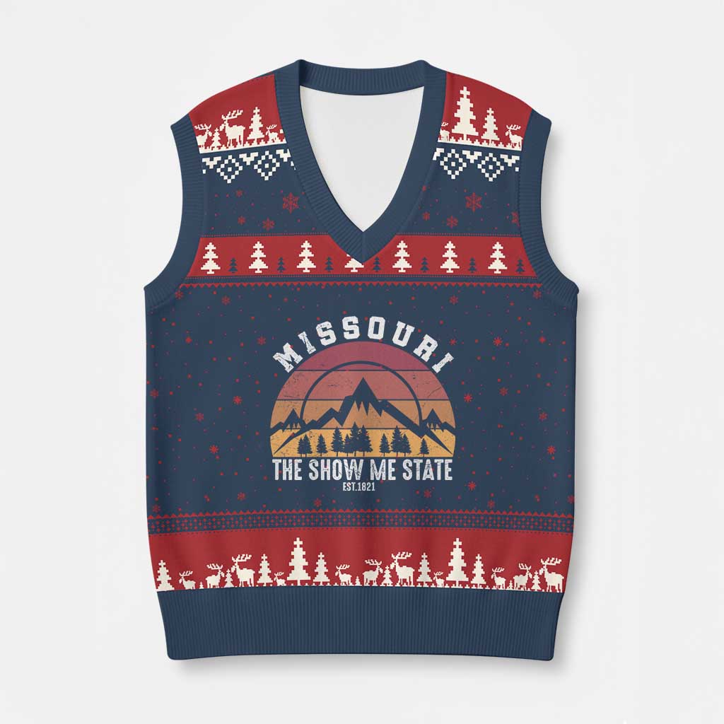 Vintage Missouri Travel V-Neck Knit Sweater Vest The Show Me State Pride
