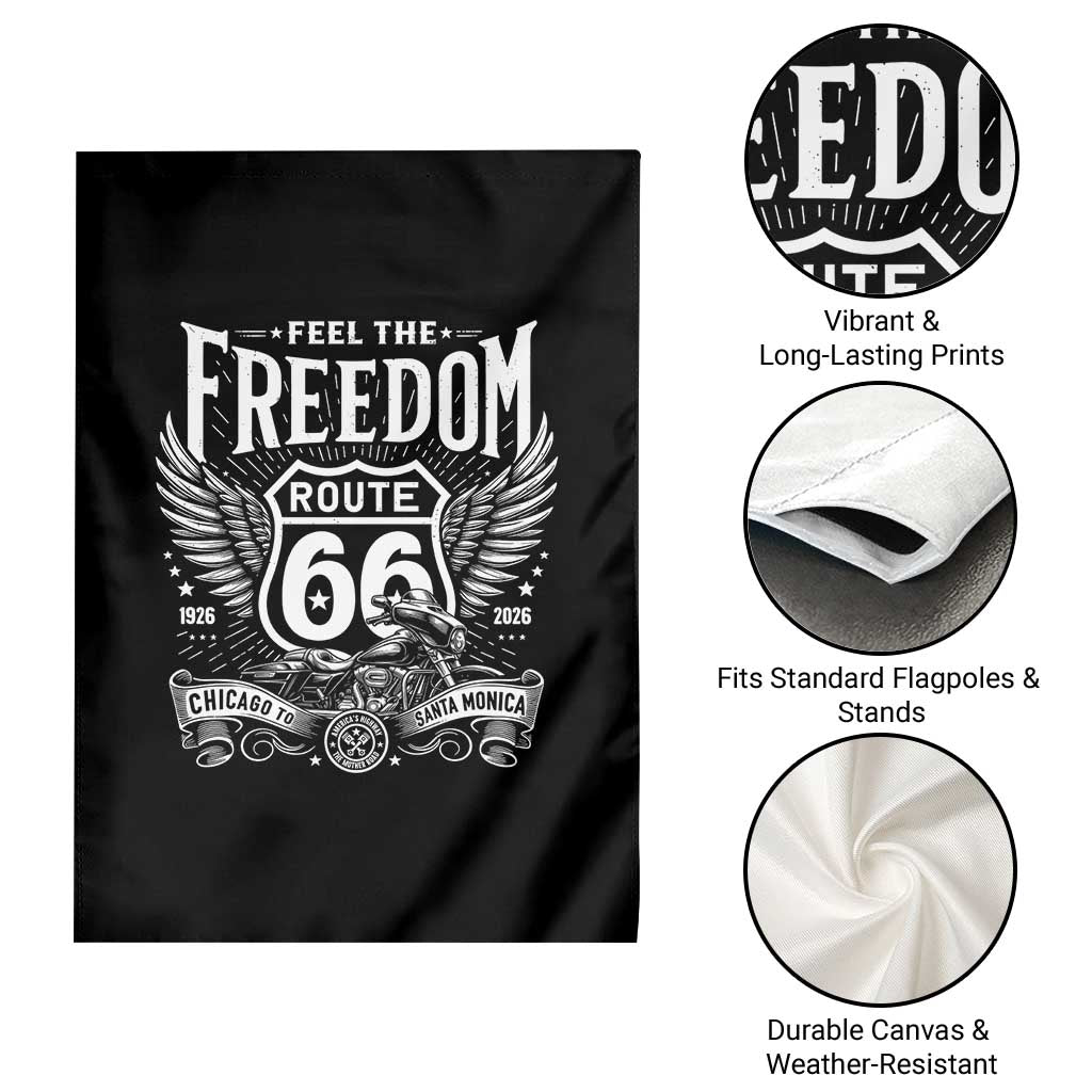 Feel The Freedom Route Highway 66 Garden Flag 100th Anniversary Biker Road Trip Graphic