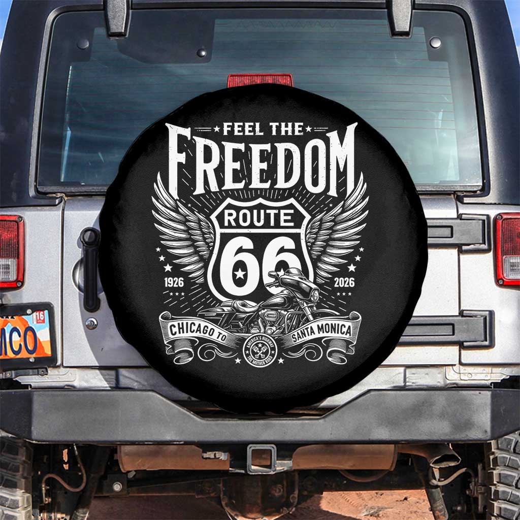 Feel The Freedom Route Highway 66 Spare Tire Cover 100th Anniversary Biker Road Trip Graphic