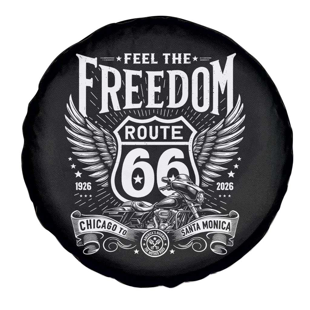 Feel The Freedom Route Highway 66 Spare Tire Cover 100th Anniversary Biker Road Trip Graphic