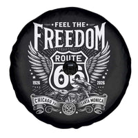 Feel The Freedom Route Highway 66 Spare Tire Cover 100th Anniversary Biker Road Trip Graphic