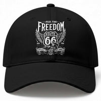 Feel The Freedom Route Highway 66 Baseball Cap 100th Anniversary Biker Road Trip Graphic