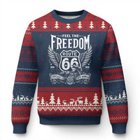 Feel The Freedom Route Highway 66 Ugly Christmas Sweater 100th Anniversary Biker Road Trip Graphic