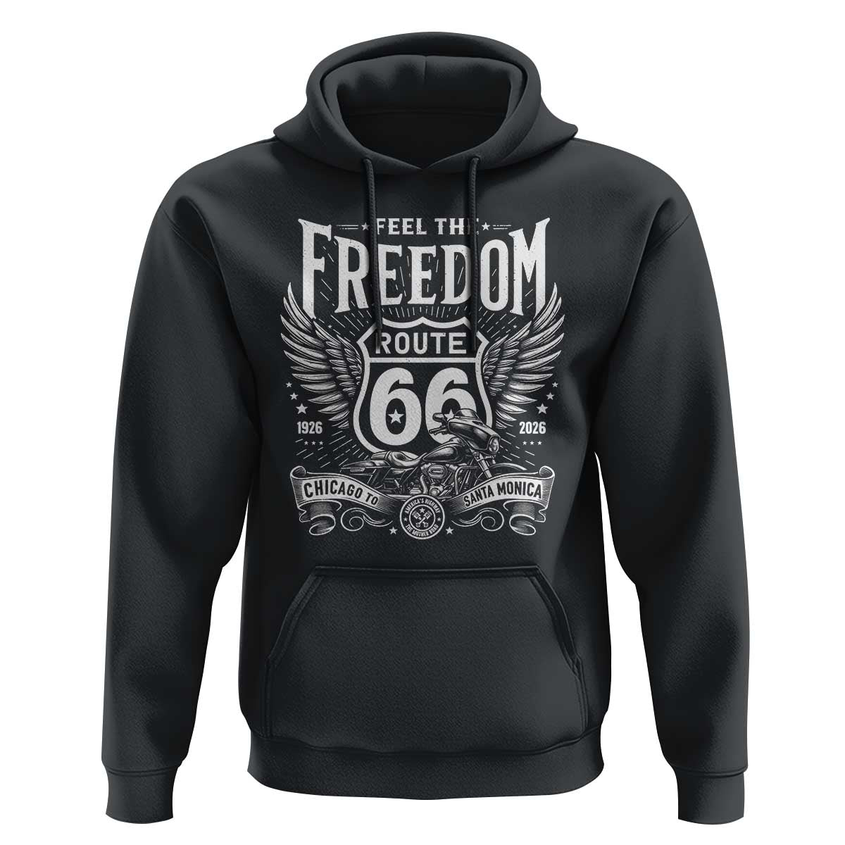 Feel The Freedom Route Highway 66 Hoodie 100th Anniversary Biker Road Trip Graphic