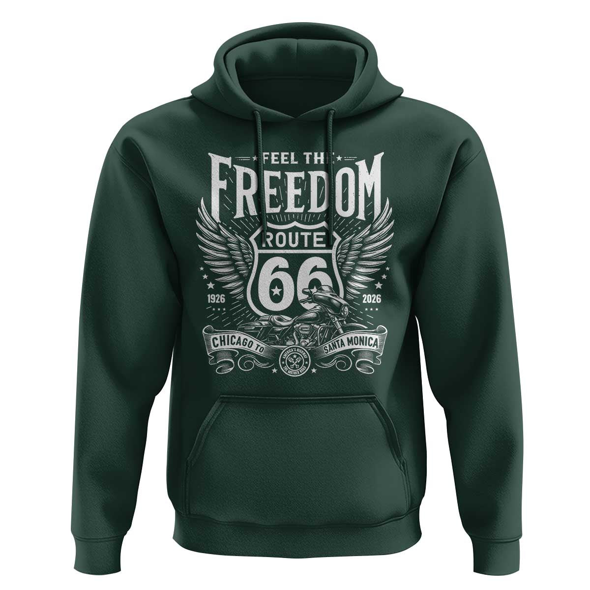 Feel The Freedom Route Highway 66 Hoodie 100th Anniversary Biker Road Trip Graphic