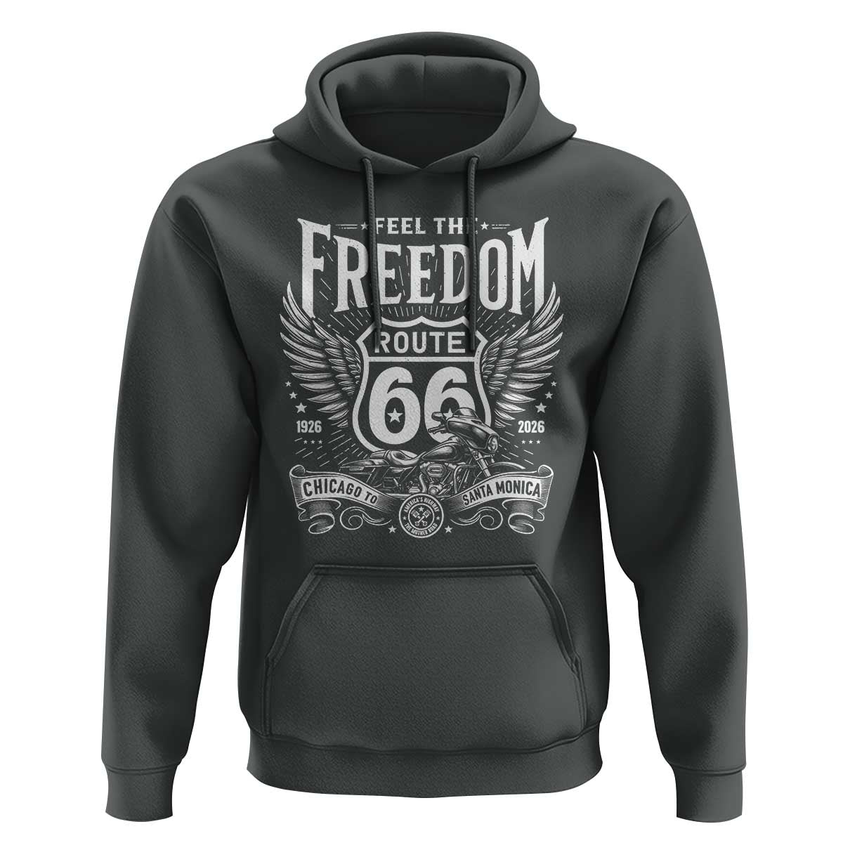 Feel The Freedom Route Highway 66 Hoodie 100th Anniversary Biker Road Trip Graphic