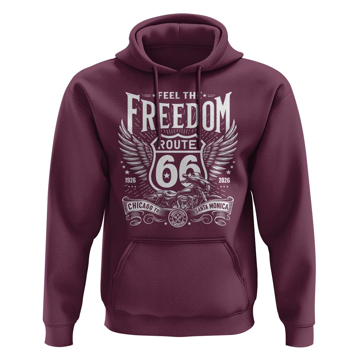 Feel The Freedom Route Highway 66 Hoodie 100th Anniversary Biker Road Trip Graphic