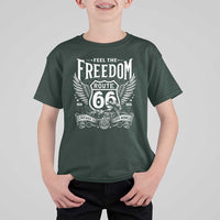 Feel The Freedom Route Highway 66 T Shirt For Kid 100th Anniversary Biker Road Trip Graphic