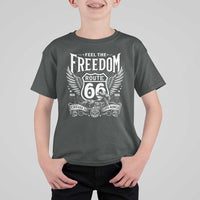 Feel The Freedom Route Highway 66 T Shirt For Kid 100th Anniversary Biker Road Trip Graphic