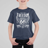 Feel The Freedom Route Highway 66 T Shirt For Kid 100th Anniversary Biker Road Trip Graphic