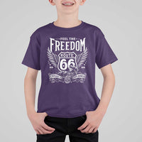 Feel The Freedom Route Highway 66 T Shirt For Kid 100th Anniversary Biker Road Trip Graphic