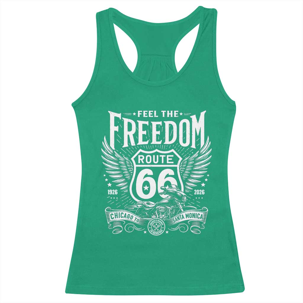 Feel The Freedom Route Highway 66 Racerback Tank Top 100th Anniversary Biker Road Trip Graphic