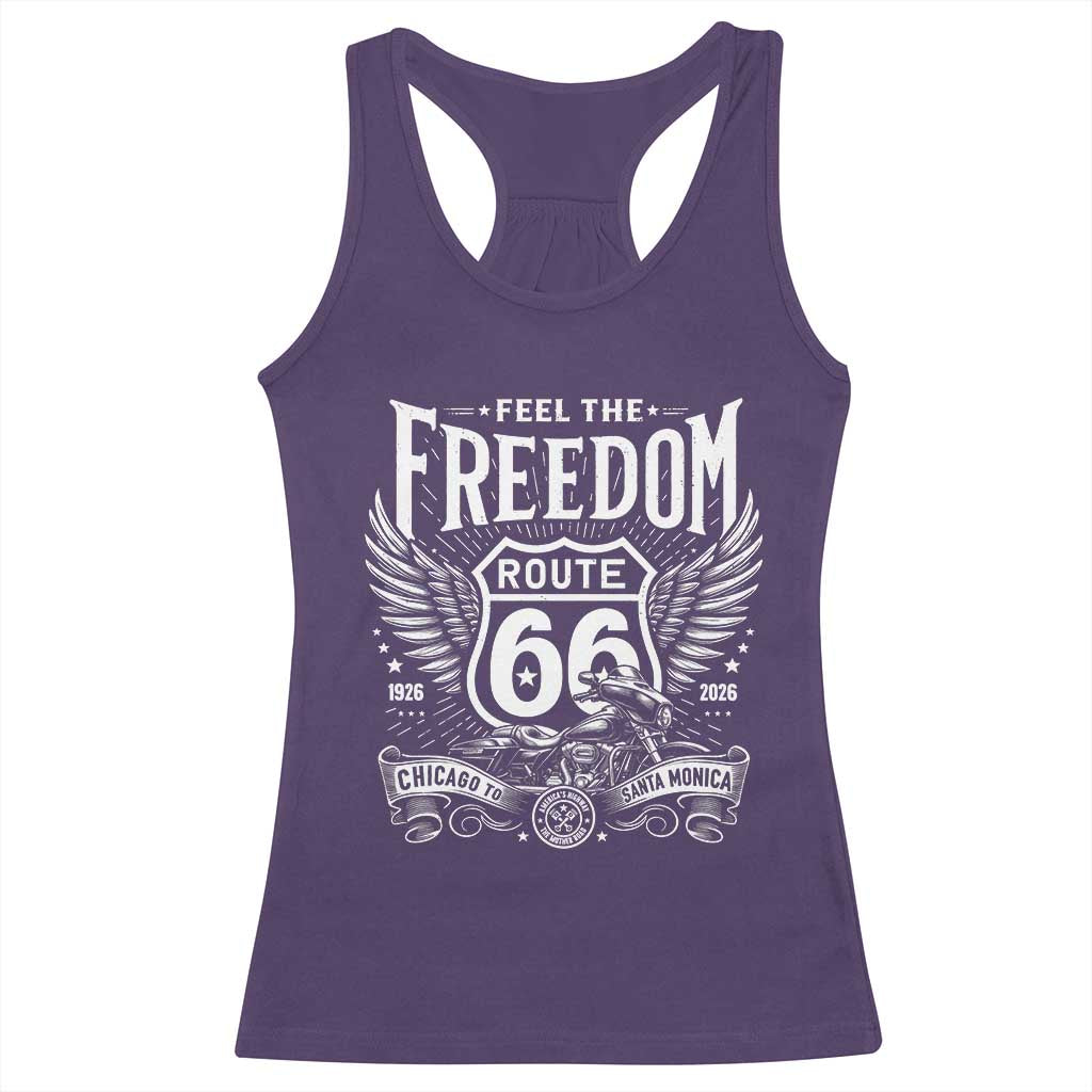 Feel The Freedom Route Highway 66 Racerback Tank Top 100th Anniversary Biker Road Trip Graphic