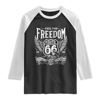 Feel The Freedom Route Highway 66 Raglan Shirt 100th Anniversary Biker Road Trip Graphic