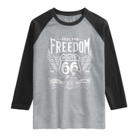 Feel The Freedom Route Highway 66 Raglan Shirt 100th Anniversary Biker Road Trip Graphic