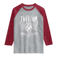 Feel The Freedom Route Highway 66 Raglan Shirt 100th Anniversary Biker Road Trip Graphic