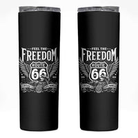 Feel The Freedom Route Highway 66 Skinny Tumbler 100th Anniversary Biker Road Trip Graphic