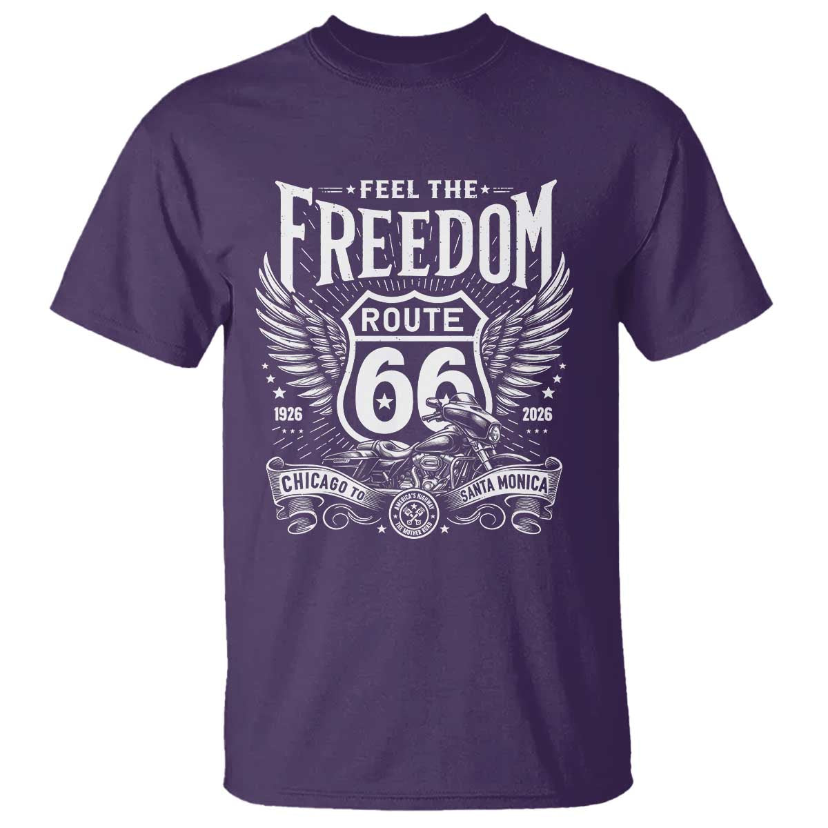 Feel The Freedom Route Highway 66 T Shirt 100th Anniversary Biker Road Trip Graphic