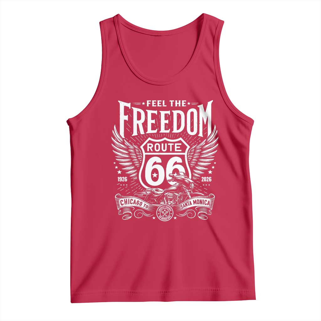 Feel The Freedom Route Highway 66 Tank Top 100th Anniversary Biker Road Trip Graphic
