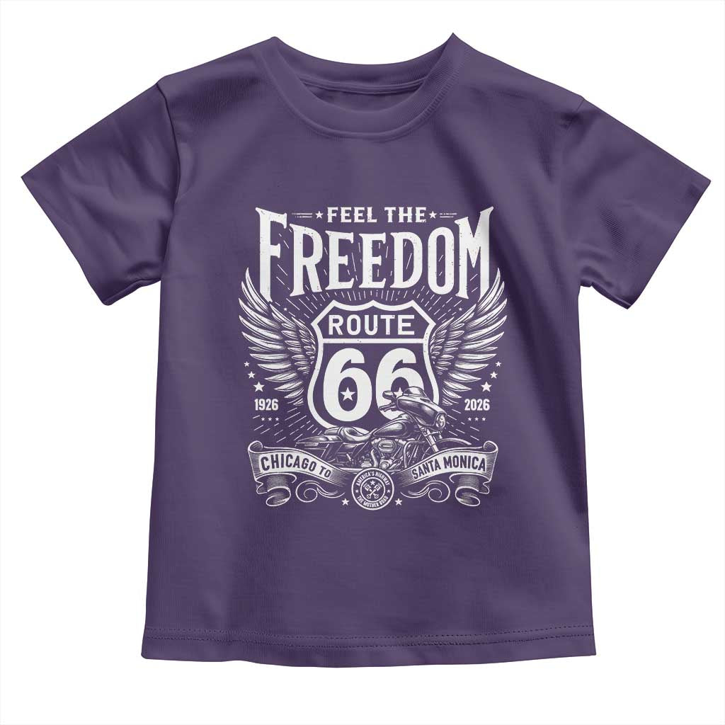 Feel The Freedom Route Highway 66 Toddler T Shirt 100th Anniversary Biker Road Trip Graphic