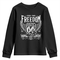 Feel The Freedom Route Highway 66 Youth Sweatshirt 100th Anniversary Biker Road Trip Graphic