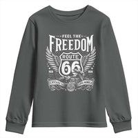 Feel The Freedom Route Highway 66 Youth Sweatshirt 100th Anniversary Biker Road Trip Graphic