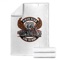 Vintage Route Highway 66 Biker Club Throw Blanket Live To Ride Motorcycle Graphic