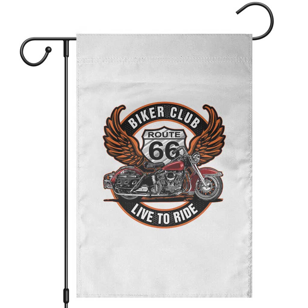 Vintage Route Highway 66 Biker Club Garden Flag Live To Ride Motorcycle Graphic