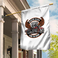 Vintage Route Highway 66 Biker Club Garden Flag Live To Ride Motorcycle Graphic